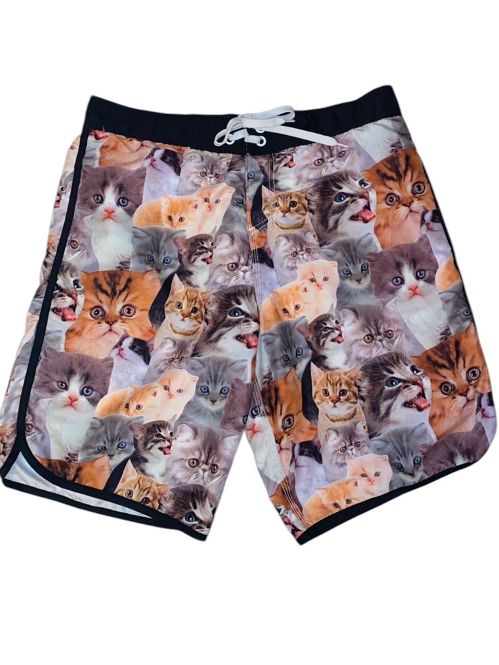 BIOWORLD Mens Swimwear Board Shorts Trunks “Crazy Cats” Pattern MLT SZ Large
